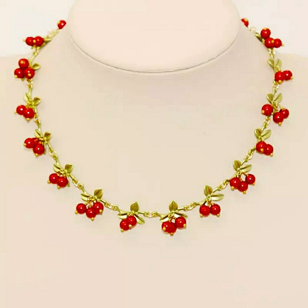 Autumn Berry Red Currant Necklace - Picture 2 of 3